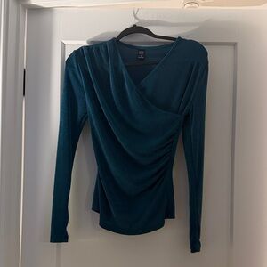 Elegant Teal Draped Blouse